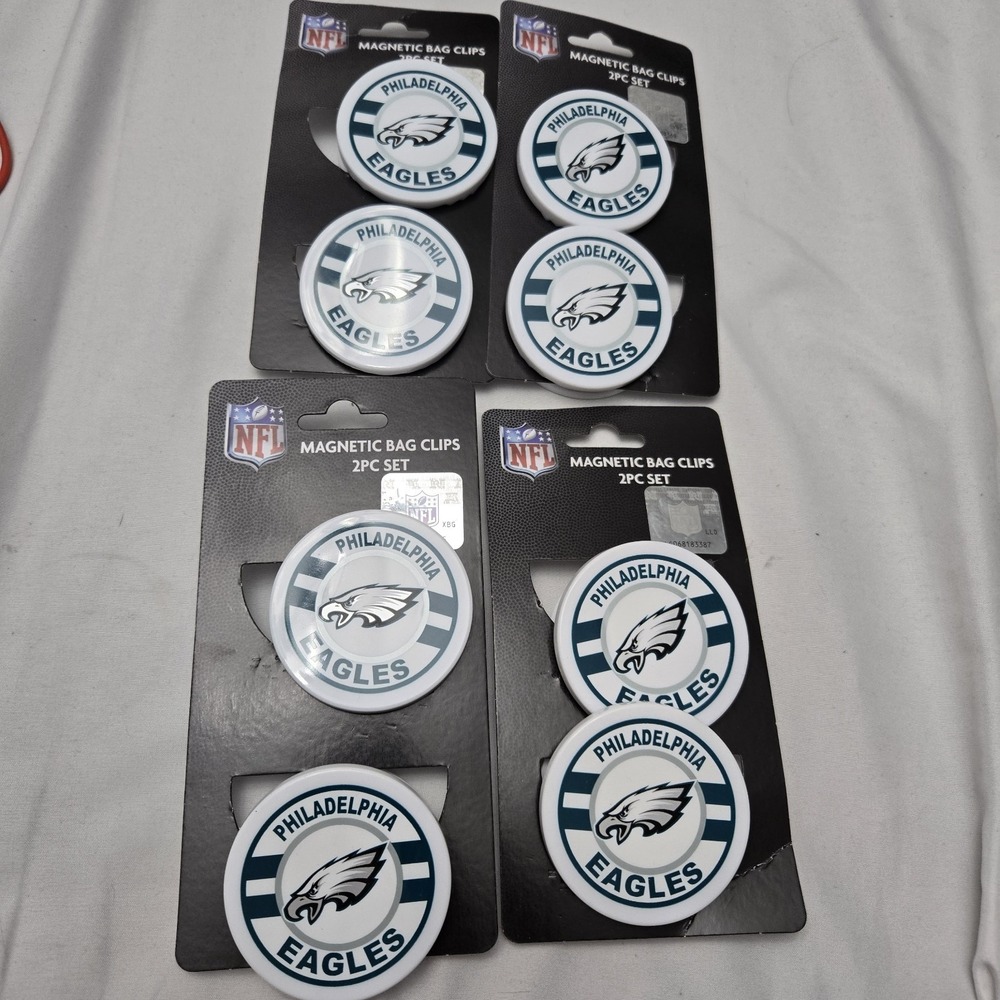 Set Of 8 Philadelphia Eagles Magnetic Bag Chip Clips NFL Go Birds Iggles Green